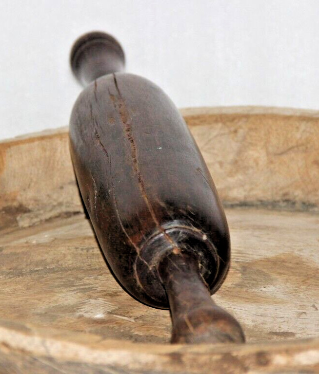 Antique Wooden Chapati Bread Rolling Pins Belans Original Old Lacquer 15818 gallery