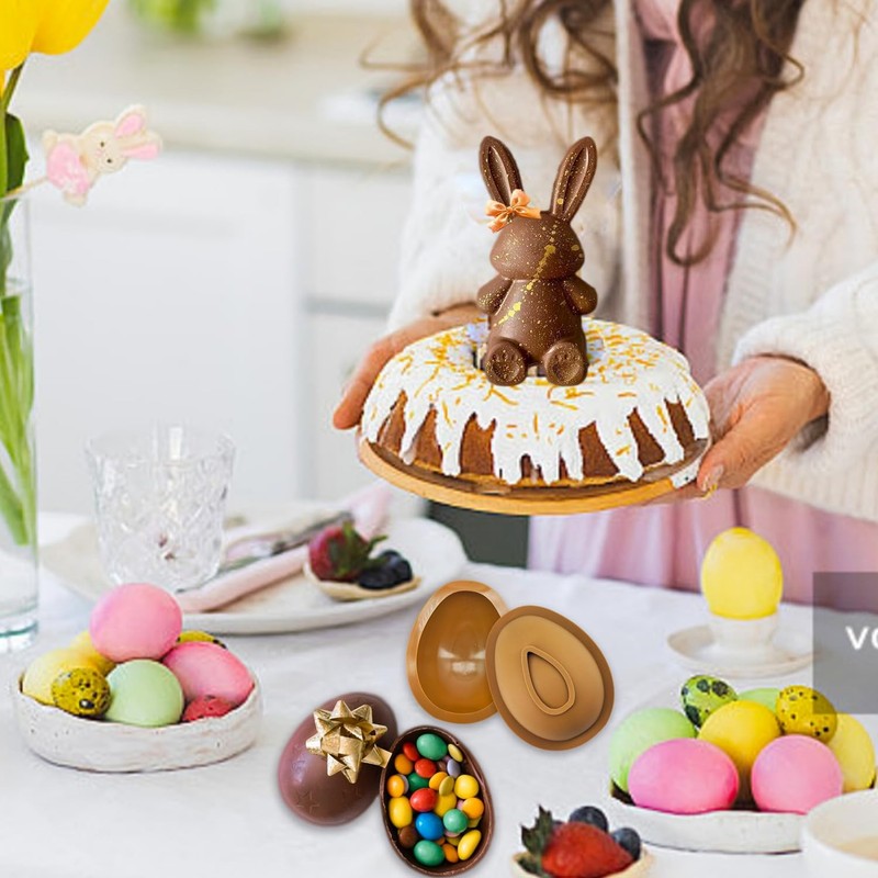 3Pcs Large Bunny Mold Easter Egg Silicone Mold for Chocolate, 3D Rabbit Bunny... gallery