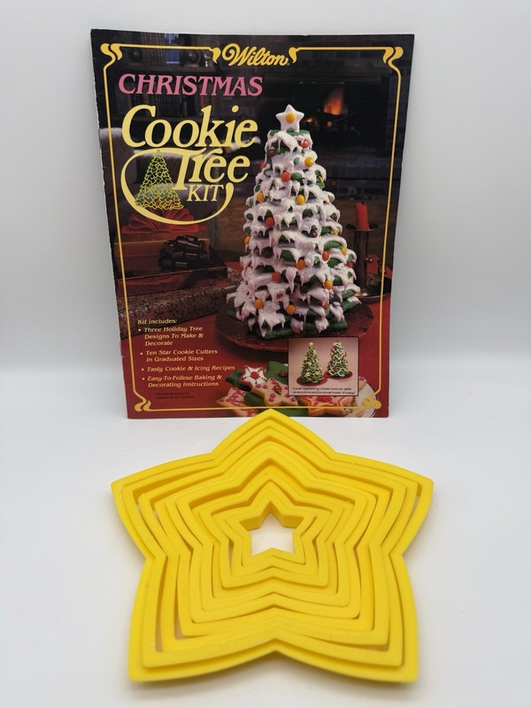 Vtg Wilton Christmas Cookie Tree Kit 10 Star Cutters Instructions Recipes 1982 gallery