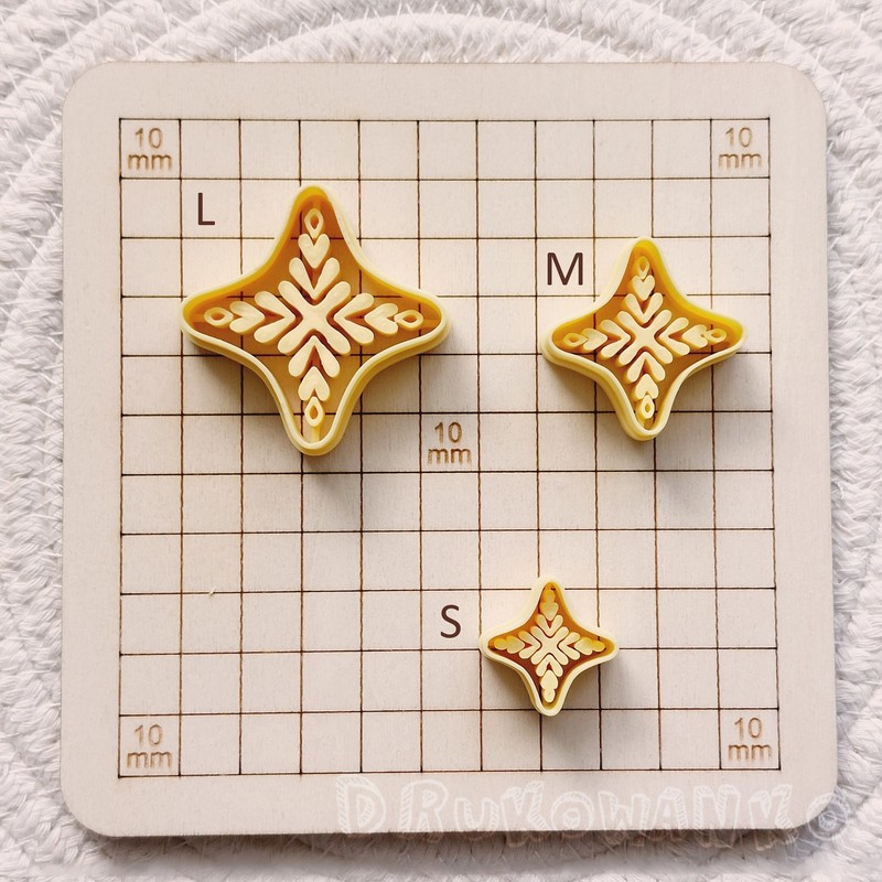 Snow Winter Snowflake Snowball 3 Polymer Clay Cutter For Earring Jewelry gallery