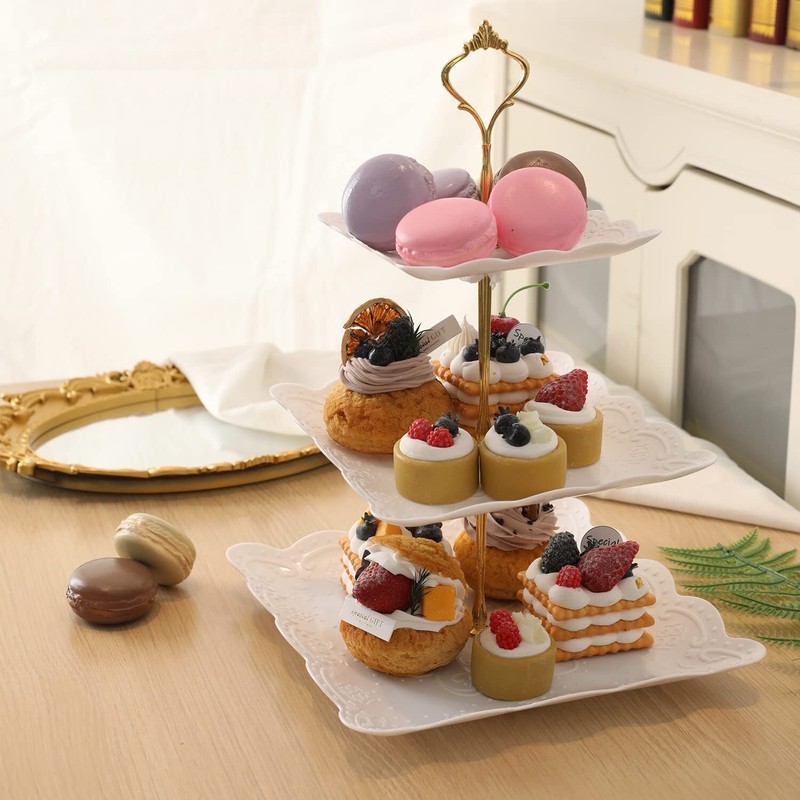 2Pack 3-Tier Square Cupcake Stand Dessert Tray for Tea Party Baby Shower Wedding gallery