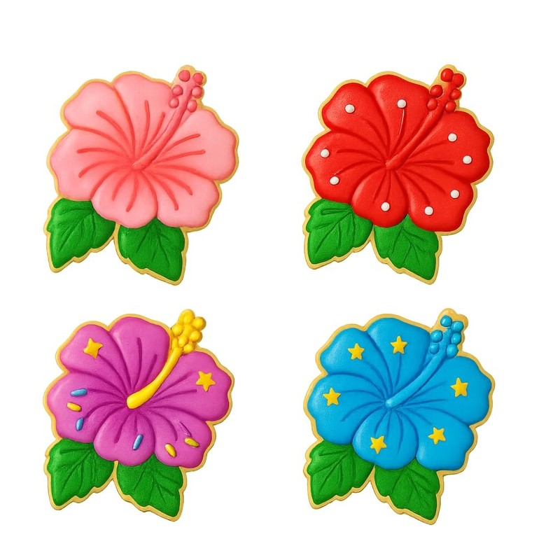 Hibiscus Flower Cookie Cutter & Stamp 4x3.2" for Baking Fondant Clay Embosser gallery