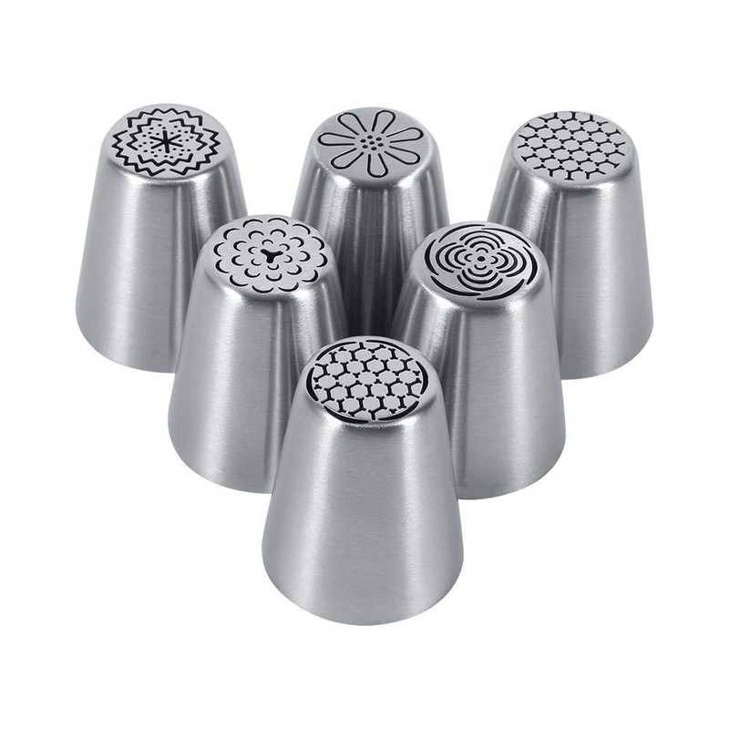 Russian Piping Tips Set, 6 Pcs Russian Tips for Cake Decorating, Large Piping…
