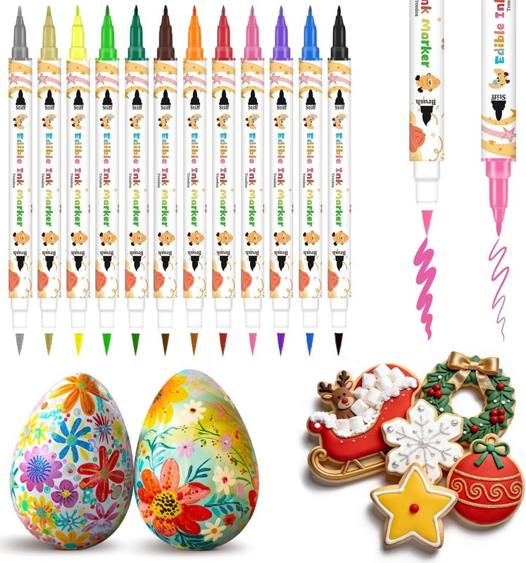 Edible Markers for Cookie Decorating,12Pcs Food Coloring Pens Double Side Food gallery