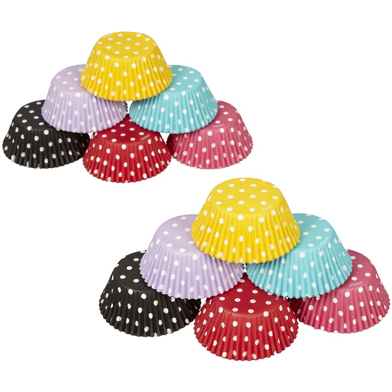 Pack of 300 Polka Dot Baking Cups 2 Inch Standard Colorful Fluted Cups gallery