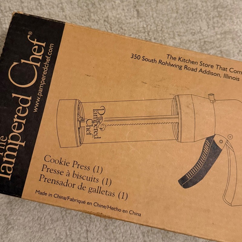 Vintage Pampered Chef Cookie Press #1525 15/16 Discs Box EUC Spritz Baker Great!