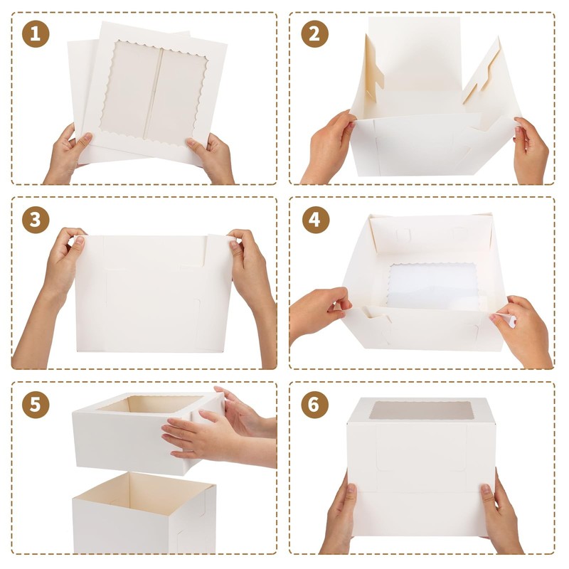 28 PCS White Cake Boxes 10x10x8 Inch Bakery Boxes For Pastries Desserts Pie gallery