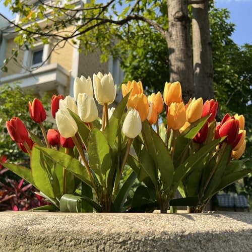 Artificial Fake Flowers for Spring Summer Outdoor White Yellow Orange gallery