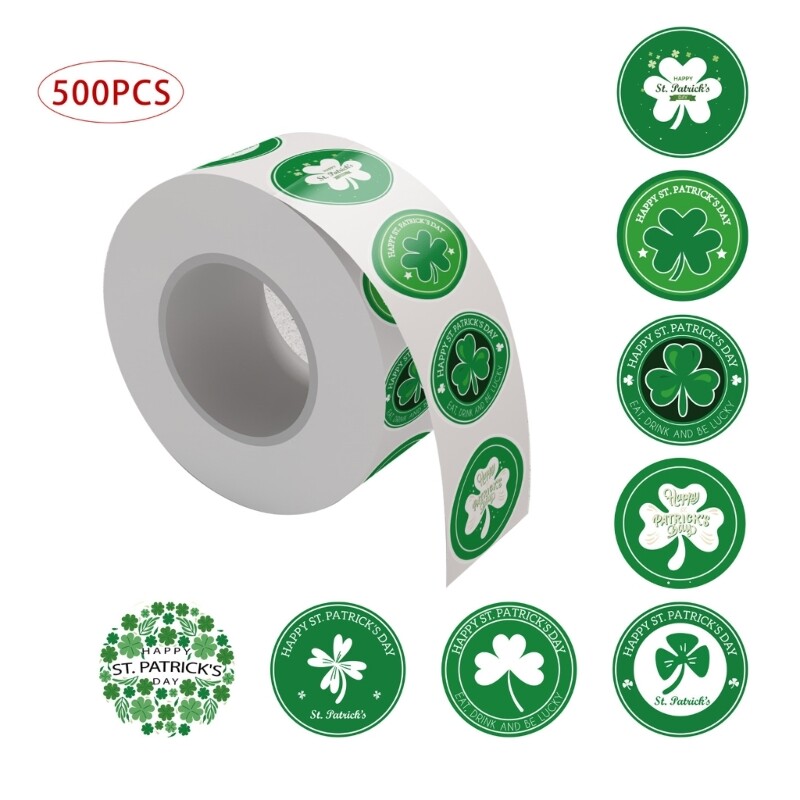 500x Self-adhesive St.patrick Day Stickers Irish Clover-Stickers Party Accessory gallery