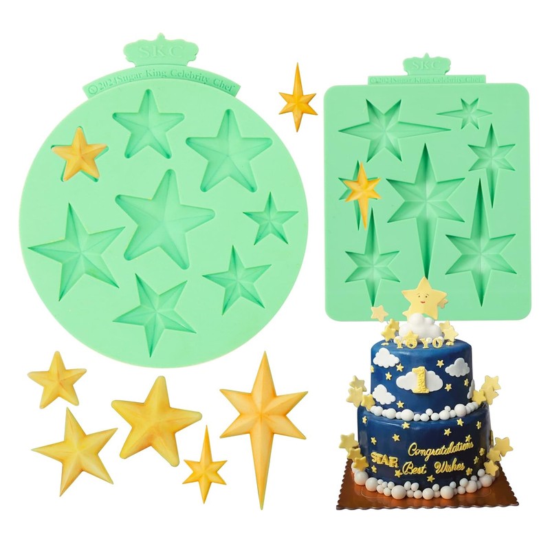 Star Molds Silicone, 2 Pcs Chocolate Star Mold for Candy Baking & DIY Resin Mold