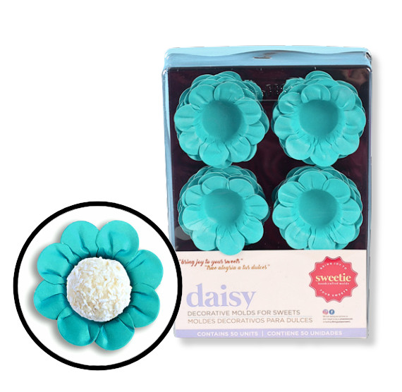 Wholesale Daisy Flower Candy Cups 6 Pack Case: Teal – 50% OFF Retail