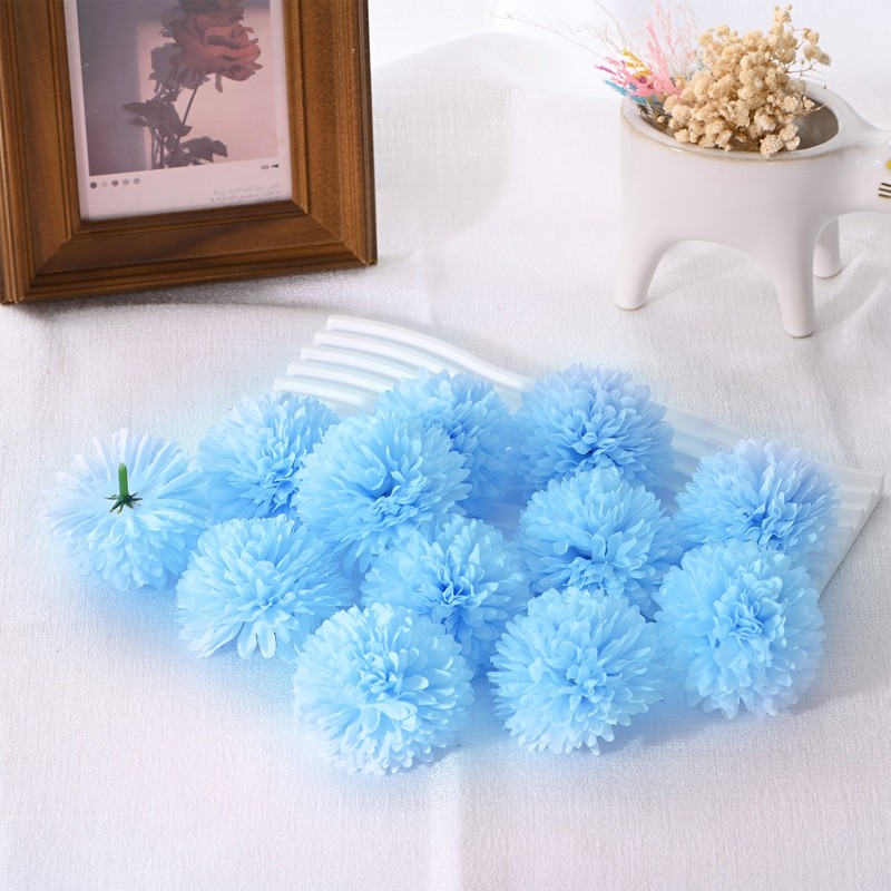 12-Pack Artificial Flower Heads, Light Blue Fake Chrysanthemum Floral for DIY gallery