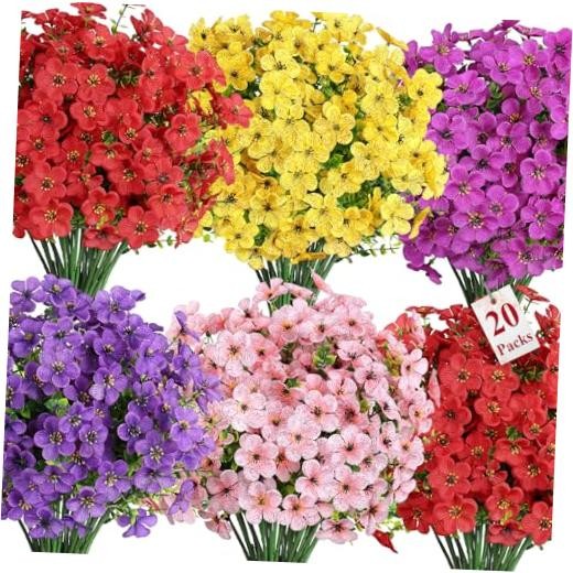 Bundles Artificial Flowers for Outdoor 20 Red Purple Deeppurple Pink Yellow gallery