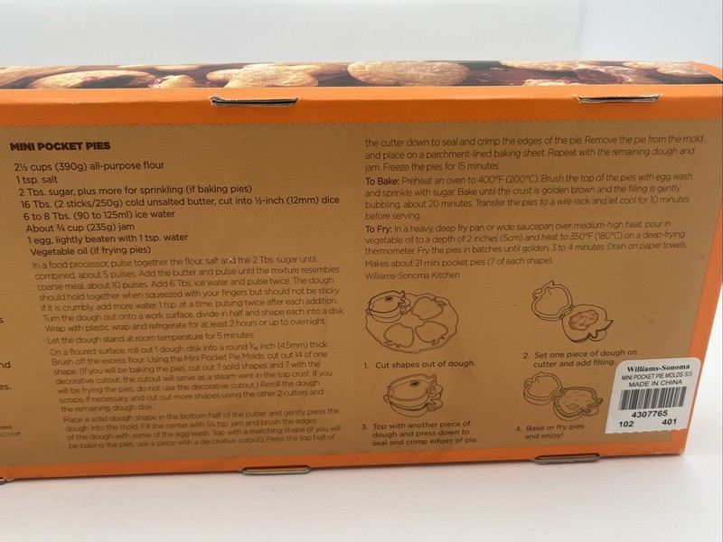 Williams-Sonoma MINI Pocket Pie Molds Apple/Star/Circle 2011 New in Box gallery