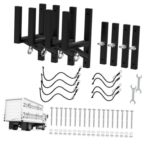 Cargo Trailer Ladder Rack-400lb Load-Carry 2-4 Ladders-Adjustable Black-4pc
