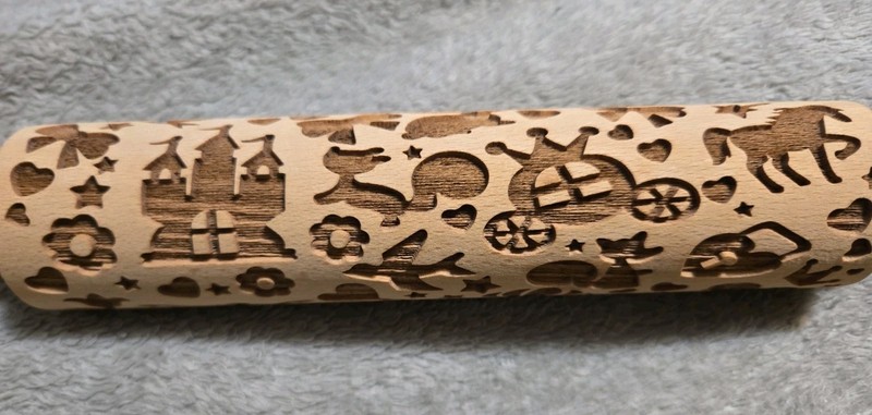 Pastry made -Wooden Rolling Pin - Embossed Engraved Carved Disney Themed-New gallery