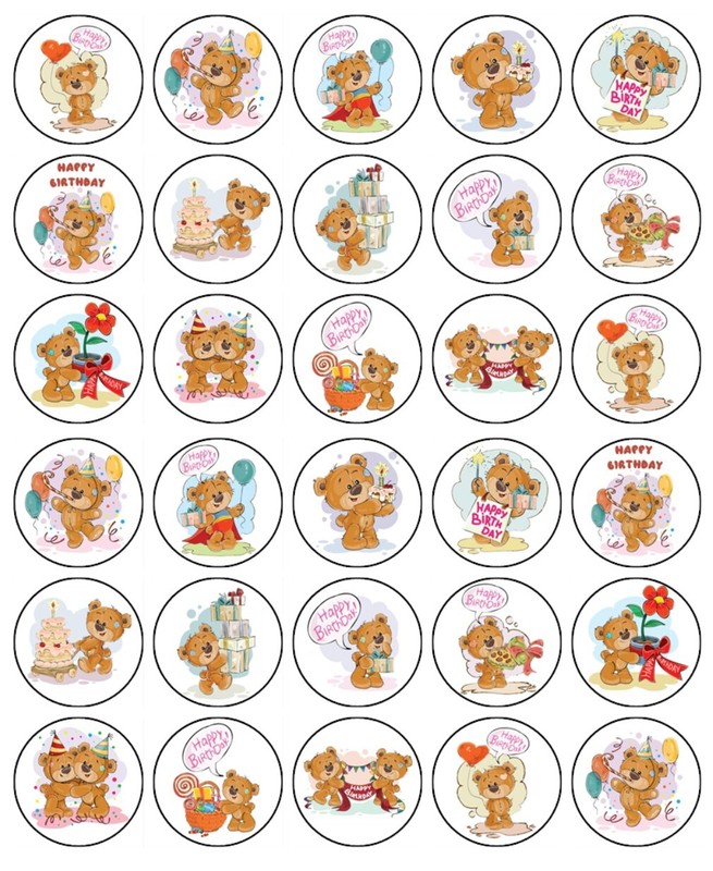 Teddy Bear 7th Birthday Edible Cupcake Toppers Wafer Cake Decoration (2 Designs) gallery