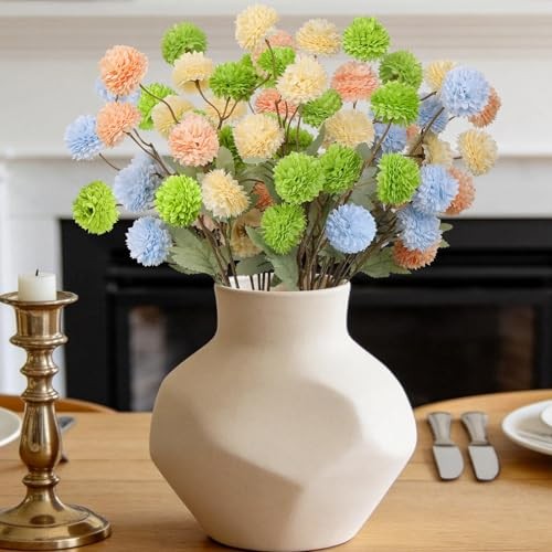 Artificial Flowers 12pcs Ball Yellow Blue Light Orange Deep Green