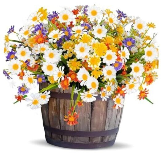 Artificial Daisy Flowers for Outdoors Summer Decor, UV 12 Bundles Colors