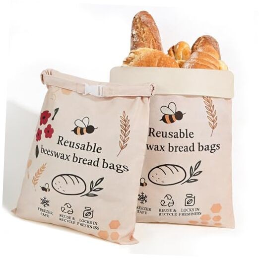 Reusable Beeswax Bread Bags for Sourdough Baking (2 Pack) XL – X-Large Apricot