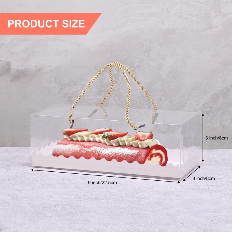 50PCS Clear Cupcake Boxes Rectangular Plastic Containers Gable Handles 9x3x3Inch gallery