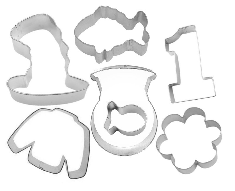 7 Piece Cat in the Floppy Hat Cookie Cutter Set Fish #1 Green Egg Thing Sweater