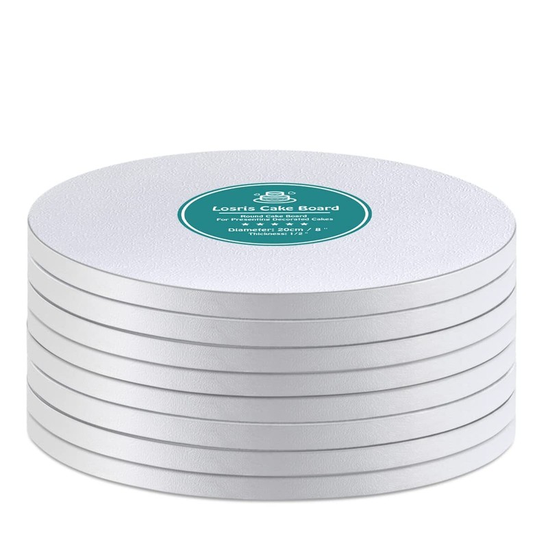 White Cake Drums Round 14 Inch Cake Boards with 1/2-Inch Thick Smooth Edges f…