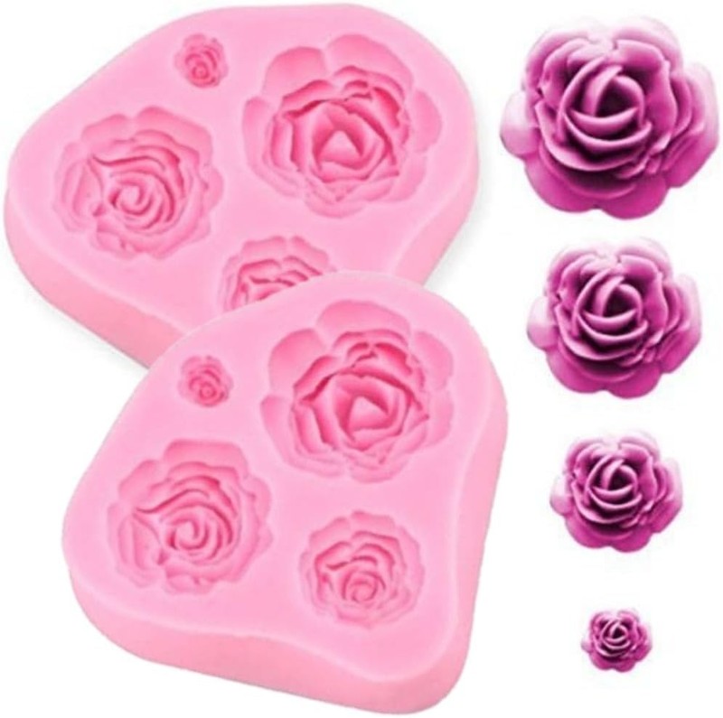 Roses Mold Flower Silicone Cake Molds Chocolate Sugarcraft 2Pcs Rose mold