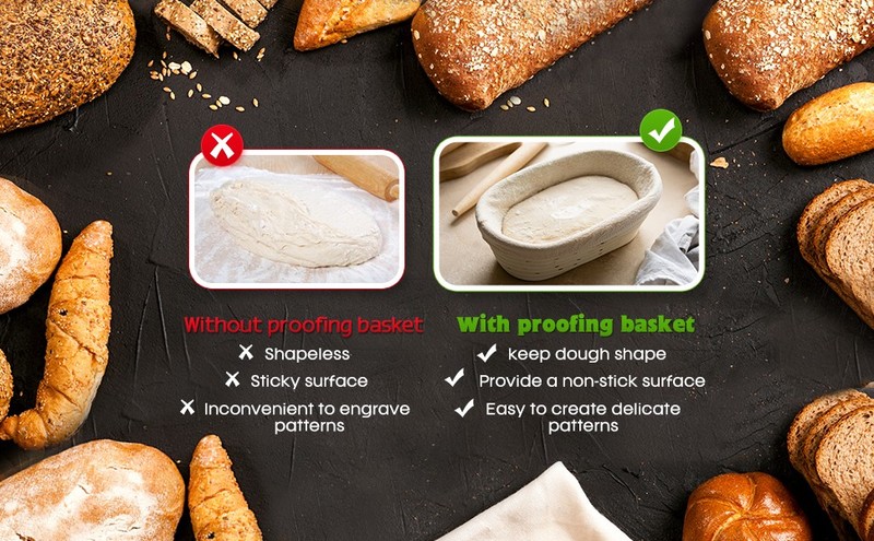Set of 4 Bread Proofing Basket 8 Inches Oval Shaped Sourdough Bread gallery
