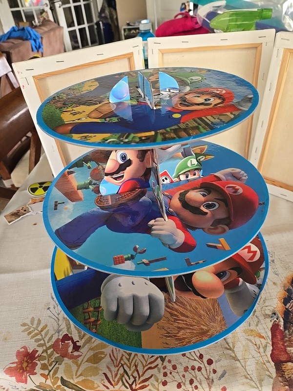 Super Mario Cupcake Stand Display Holds 24 Birthday Party 1 Piece Missing