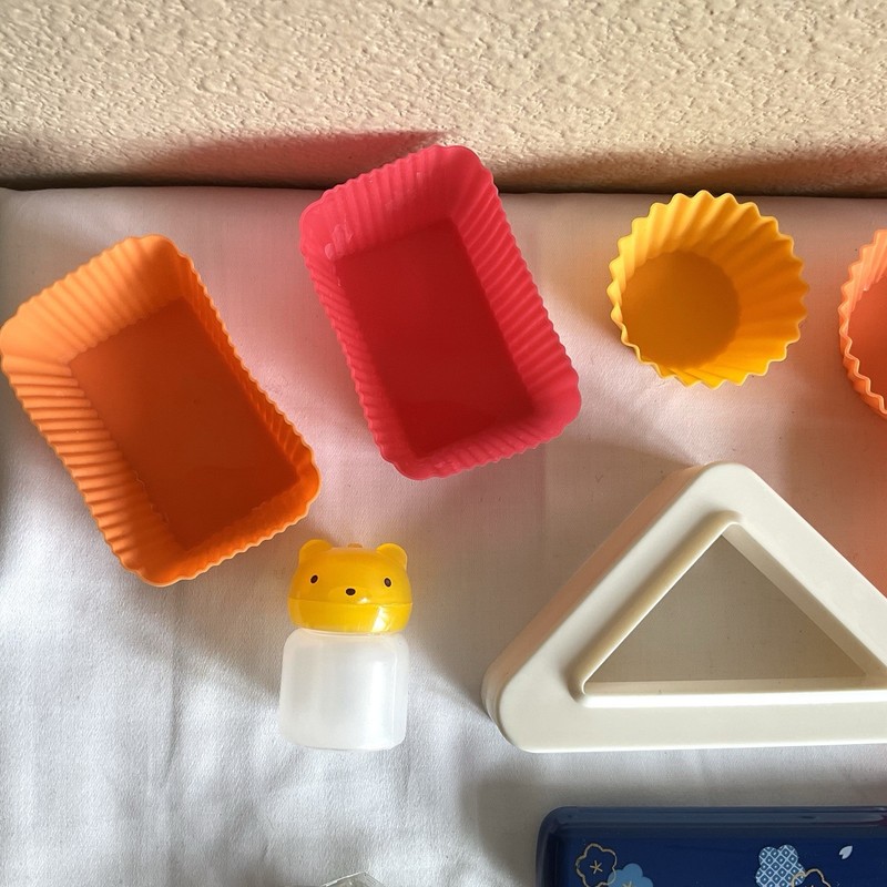 BENTO BOX Items Lot Chop Sticks, Picks, Muffin Silicone Molds Sandwich Cutter gallery