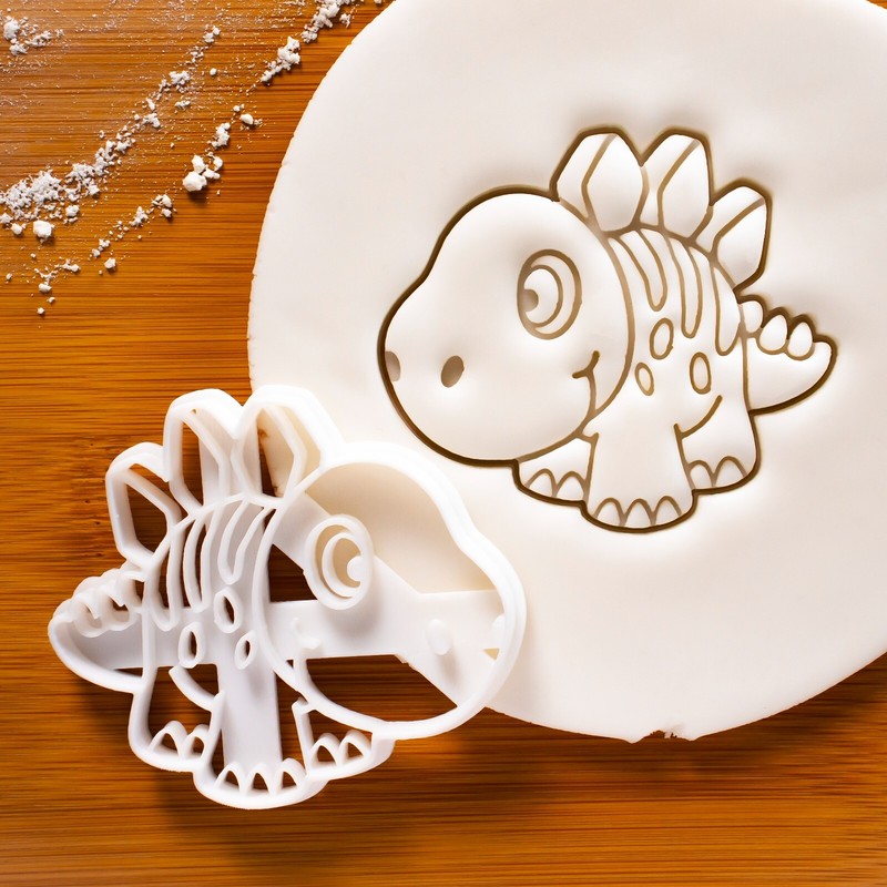 Set of 4 Baby Dinosaur Cookie Cutters - T-Rex stegosaurus Triceratops Long Neck gallery