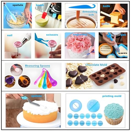 Cake Decorating Kit, 387 Pcs Baking Supplies Tools with 56 Icing Tips, 8 Pink gallery