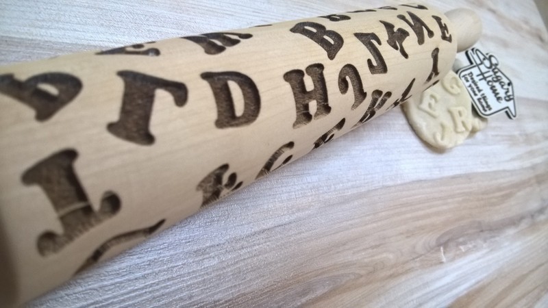 Alphabet Wooden Rolling Pin Laser Engraved Kids Pattern Embossing gallery