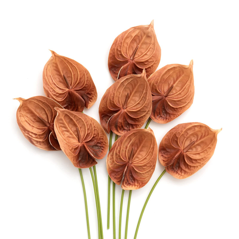 Ling’S Moment Lings Moment Artificial Anthurium Flowers 8Pcs Terracotta Faux