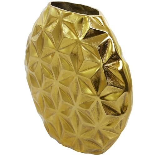Aluminum Metal Geometric Decorative Vase Faceted Centerpiece Vase, Flower Gold gallery
