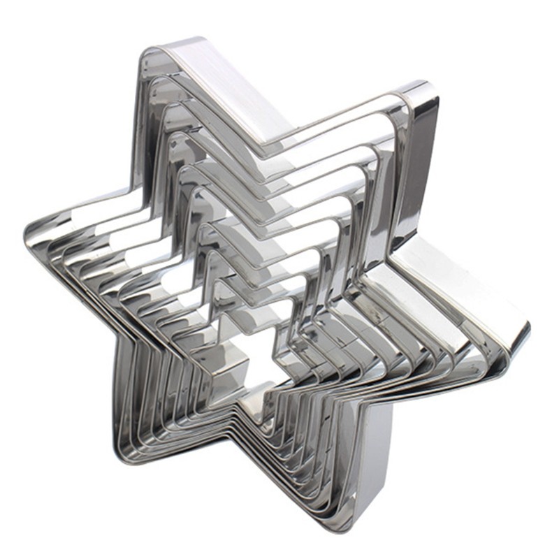 Stainless Steel Metal 10 Piece Assorted Sizes Star Cookie Molds Fondant Cake Cut