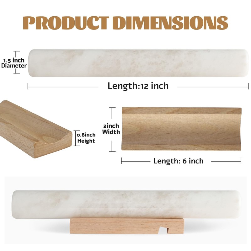 African Natural Marble French Rolling Pin, 16inch Non-Stick Rolling Pin for B... gallery