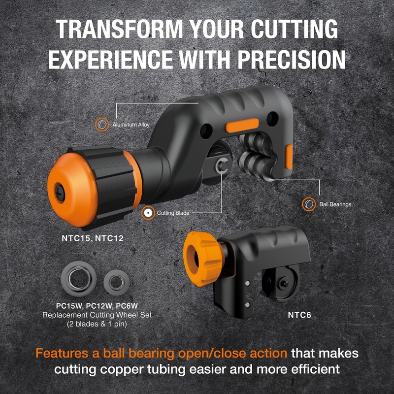 Navac Ntc15 Tube Cutter 1/8 To 1-5/8 Outside Diameter 2 Sharp Cutting Blades gallery