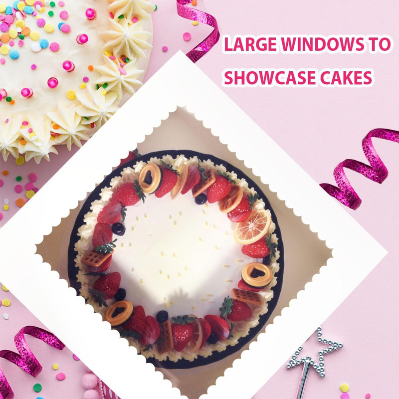 Cake Boxes with Window 14X14X6 Inch 10 Pack,Wedding Cake Boxes,Large Cake Carrie gallery