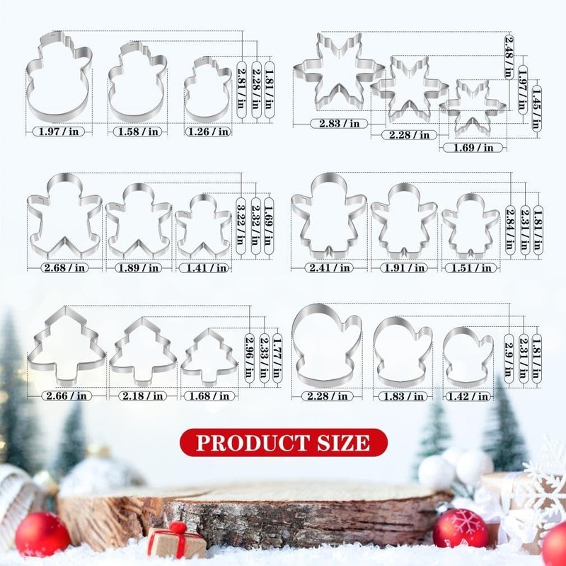 Christmas Cookie Cutter Set,18 Piece Stainless Steel Winter Christmas Cookie Cut gallery