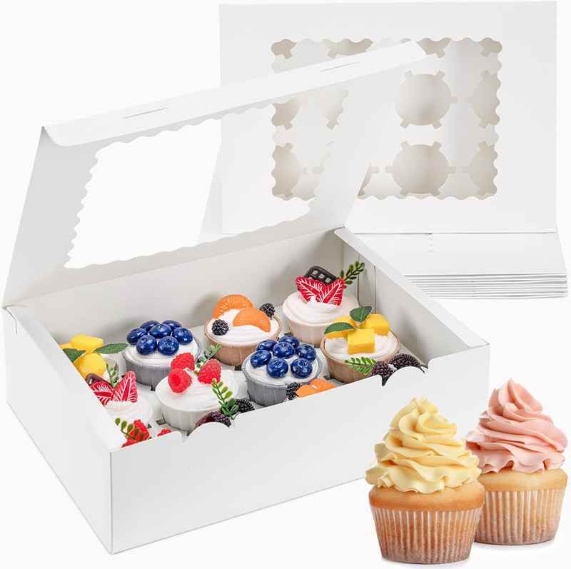 12 Count Cupcake Boxes, 4PCS Cupcake Container with Window, Food Grade Cupcake H