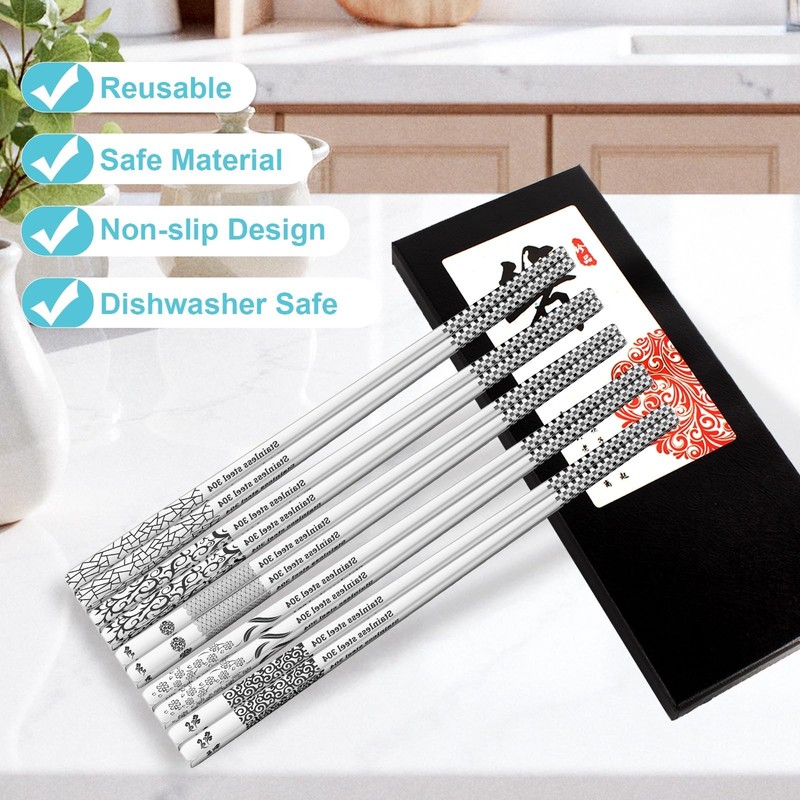 Reusable Metal Chopsticks â€“ Premium 304 Stainless Steel, Non-Slip & Dishwasher gallery