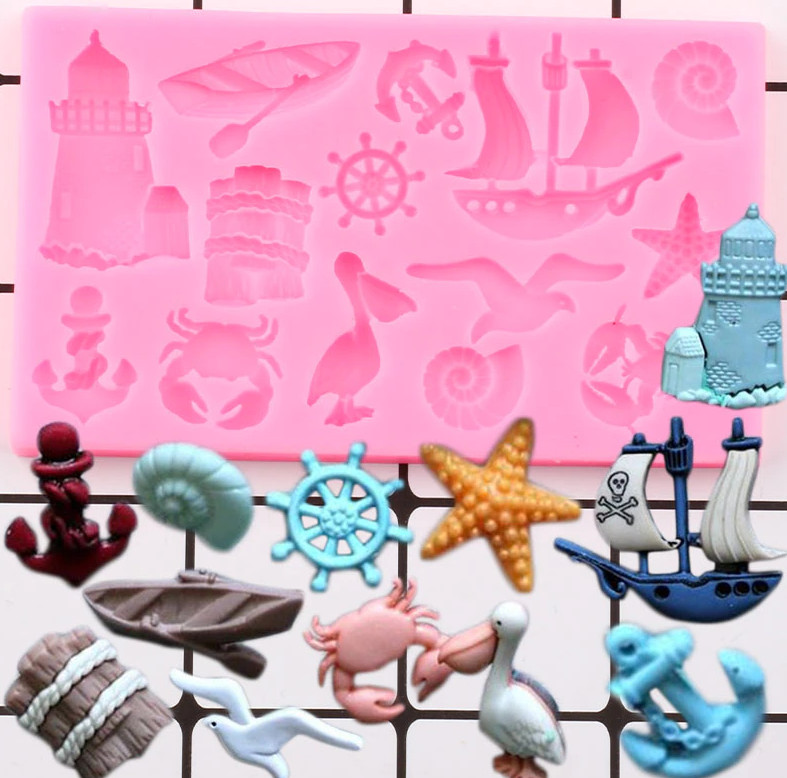 Ocean Lighthouse Silicone Mold Fondant Chocolate Cake Decor Topper Resin Charm