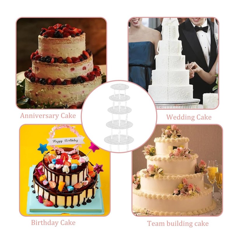 35 Piece Plastic Cake Dowel Set, Sticks, Support Rods, 5 Cake Dividers, Tiered gallery