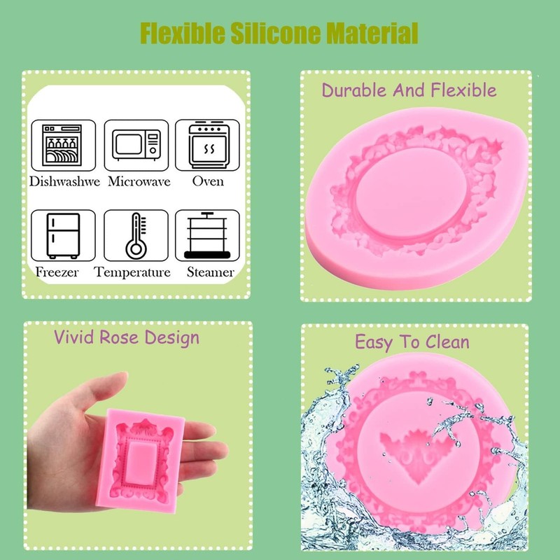 Photo Frame Fondant Molds 4 Piece Silicone Vintage Cake Decorating Set gallery