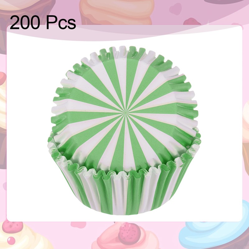 200 Count Cupcake Liners green stripes Cupcake Muffins Liners Paper Baking Cups gallery