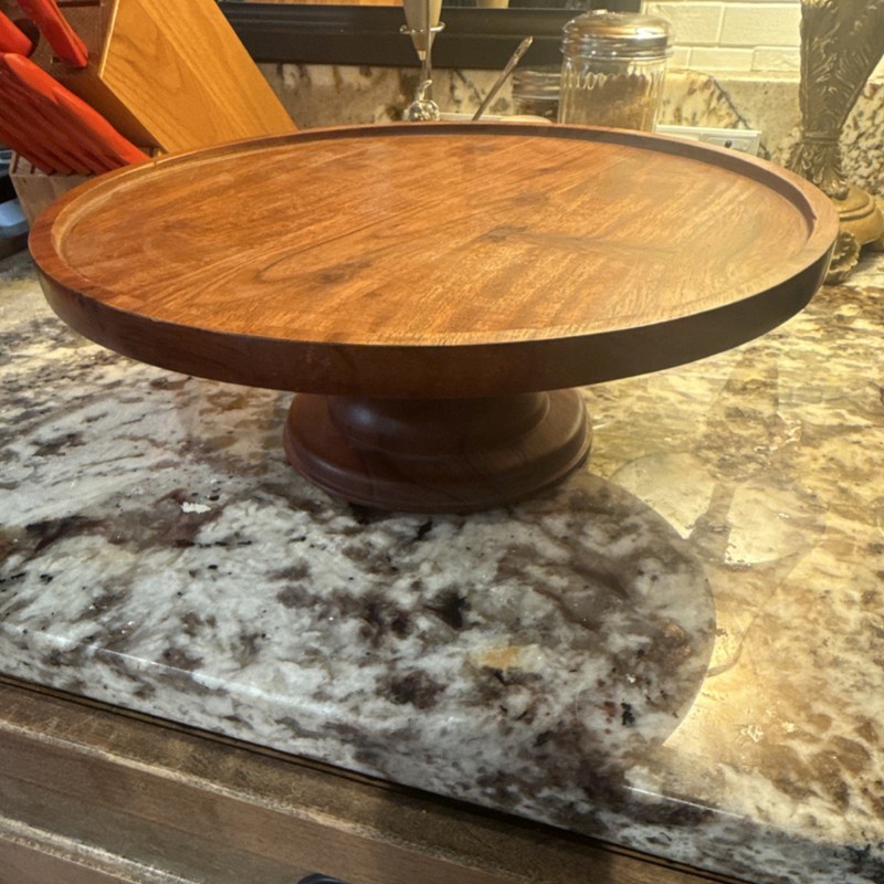 Threshold Arjun Wood Round Brown Cake Stand