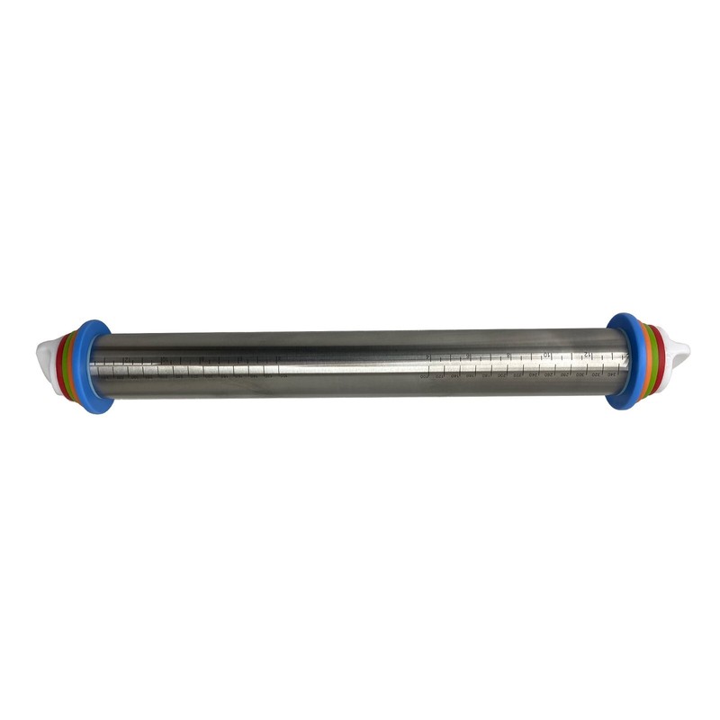 Stainless Steel Rolling Pin Dough Roll Tool 17″ with Thickness Controller Remova