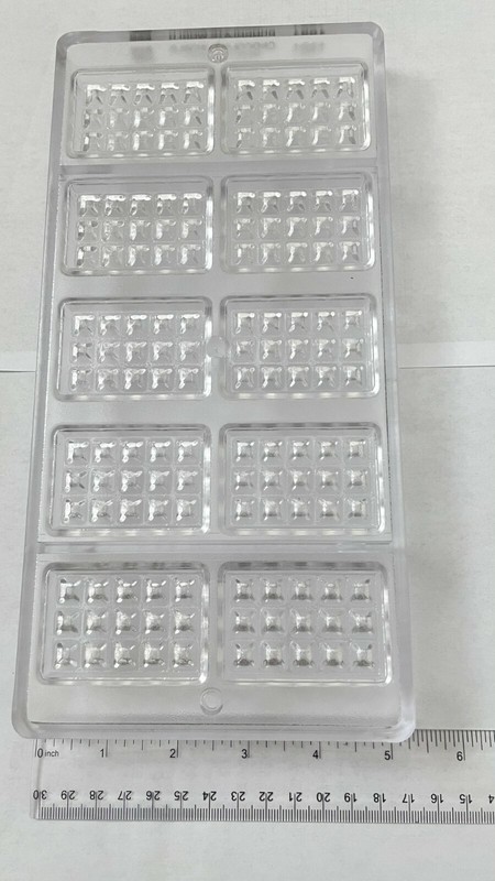 10-Cavity EU PC Chocolate Mold SMALL Brussels Waffle Each 2.1" x 1.4" x 0.2"High gallery